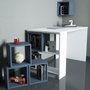 Hanah Home Escritorio de estudio y estantería Blanco y azul